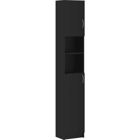 vidaXL Bathroom Cabinet Black 32x25.5x190 cm Engineered Wood - Black