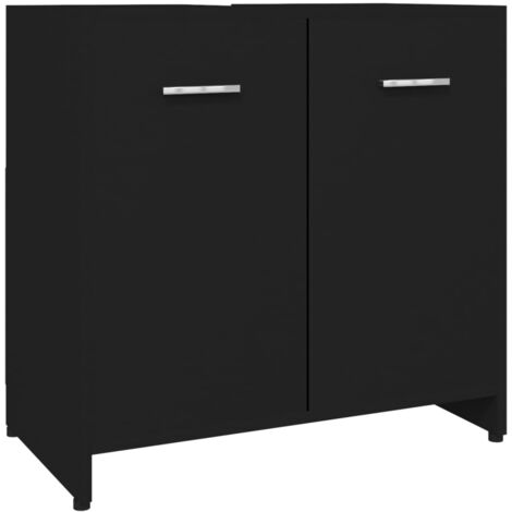 main image of "vidaXL Bathroom Cabinet Black 60x33x58 cm Chipboard - Black"