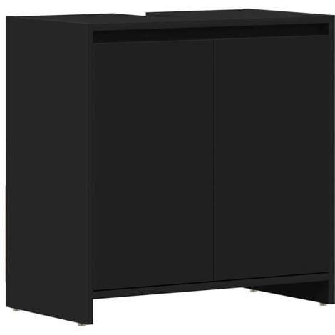 main image of "vidaXL Bathroom Cabinet Black 60x33x58 cm Chipboard - Black"