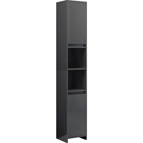 main image of "vidaXL Bathroom Cabinet High Gloss Grey 30x30x183.5 cm Chipboard - Grey"