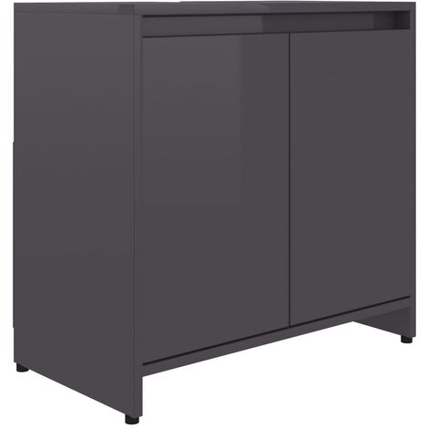 vidaXL Bathroom Cabinet High Gloss Grey 60x33x61 cm Engineered Wood - Grey