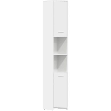 main image of "vidaXL Bathroom Cabinet High Gloss White 30x30x183.5 cm Chipboard - White"
