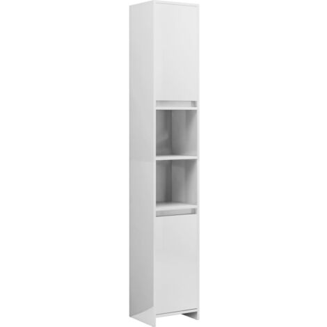 main image of "vidaXL Bathroom Cabinet High Gloss White 30x30x183.5 cm Chipboard - White"