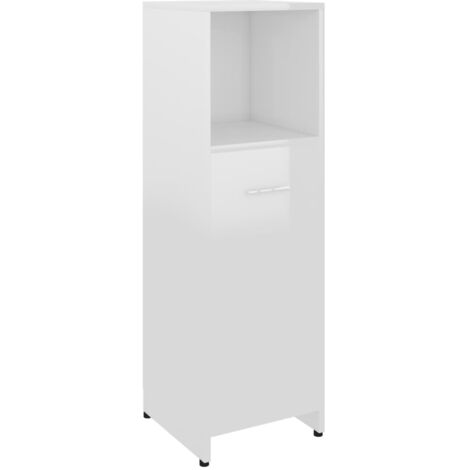 main image of "vidaXL Bathroom Cabinet High Gloss White 30x30x95 cm Chipboard - White"