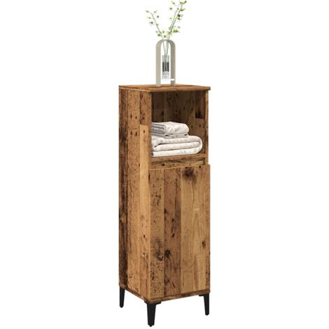 vidaXL Bathroom Cabinet Old Wood 30x30x100 cm Engineered Wood
