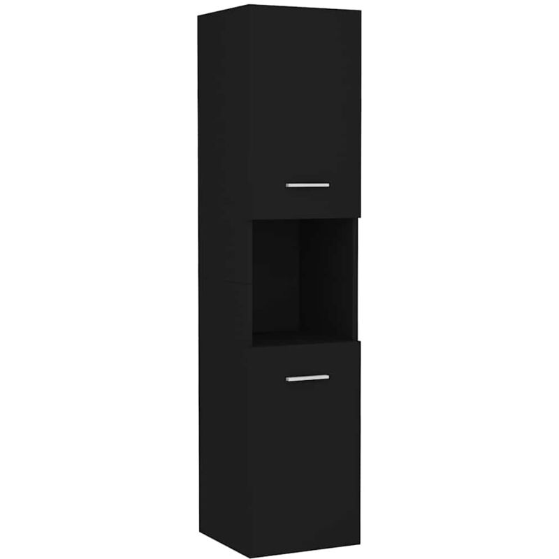 Vidaxl - Bathroom Cabinet Black 30x30x130 cm Engineered Wood Black