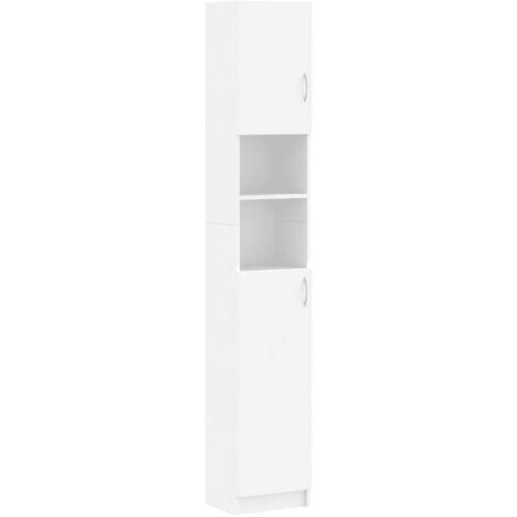 main image of "vidaXL Bathroom Cabinet White 32x25.5x190 cm Chipboard - White"