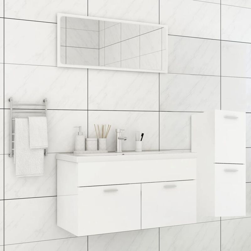 Bathroom Furniture Set High Gloss White Engineered Wood Vidaxl White
