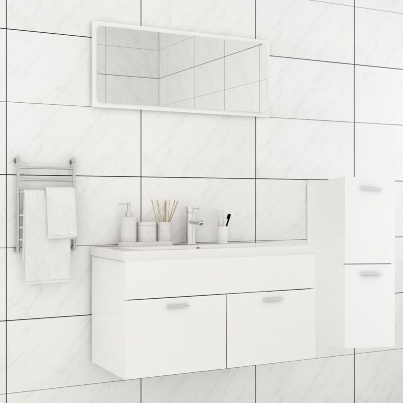 Bathroom Furniture Set White Engineered Wood vidaXL - White