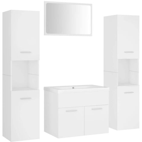 vidaXL Bathroom Furniture Set White Engineered Wood (804782+2x804997+145061)