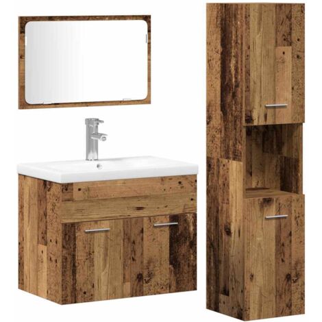 vidaXL Bathroom Furniture Set with Shelf 4 pcs Brown Engineered Wood