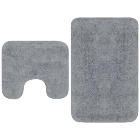 vidaXL Bathroom Mat Set 2 Pieces Fabric Grey