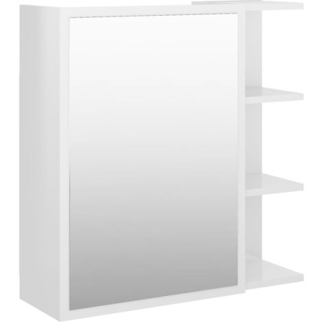 main image of "vidaXL Bathroom Mirror Cabinet High Gloss White 62.5x20.5x64 cm Chipboard - White"