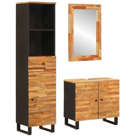 vidaXL  Bathroom Sets  with Drawer with Shelf Natural Solid Mango Wood