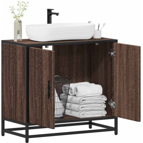 vidaXL Bathroom Sink Cabinet Brown Oak 65x33x60 cm Engineered Wood