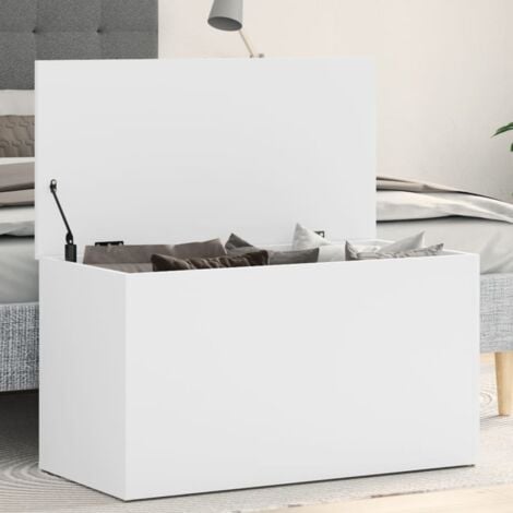 vidaXL Baúl de almacenamiento madera contrachapada blanco 84x42x46 cm