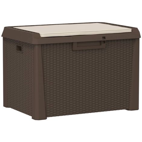 vidaXL Baule da Giardino con Cuscino Seduta Marrone 125 L in PP