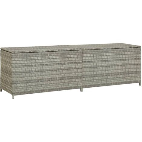 vidaXL Baule da Giardino in Polyrattan 200x50x60 cm Grigio
