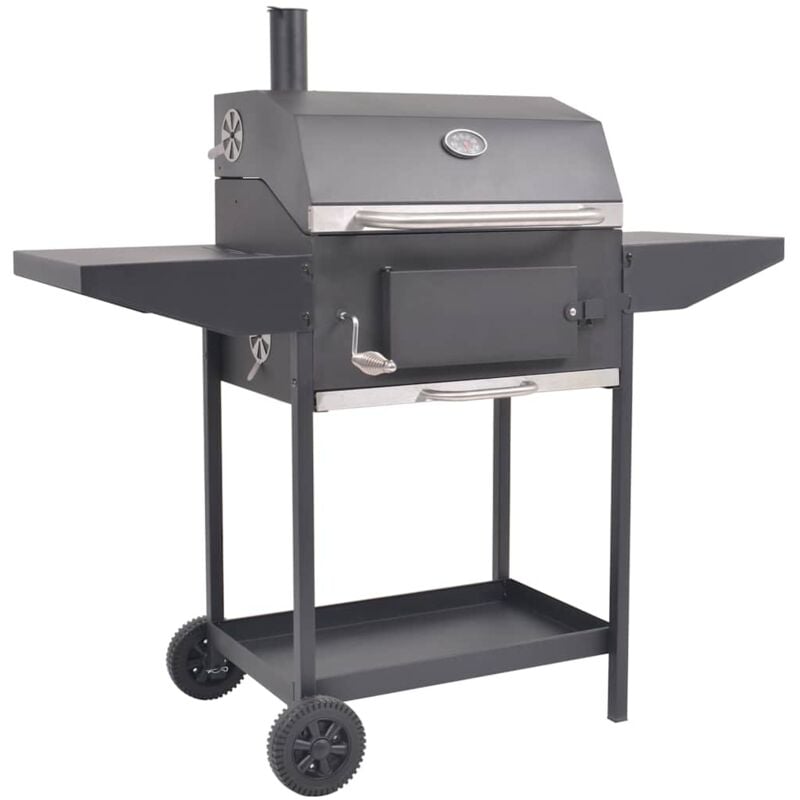 Bbq Charcoal Smoker with Bottom Shelf Black Vidaxl