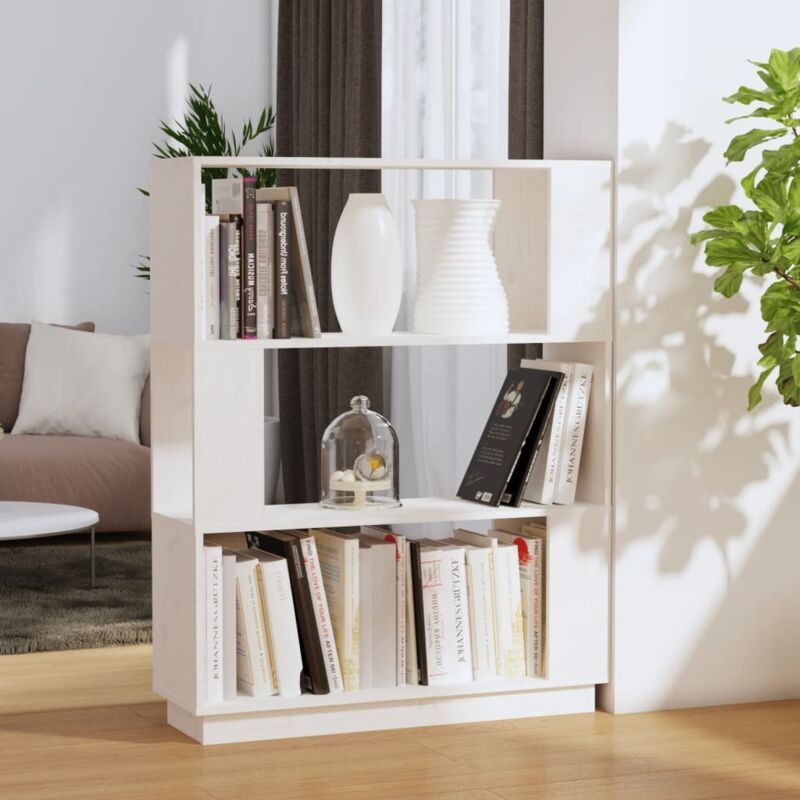 Vidaxl - Bücherregal/raumteiler Weiß 80x25x101 Cm Massivholz Kiefer