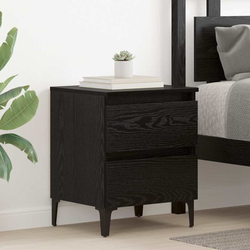 Vidaxl - Bedside Cabinet Black Oak 40 X 35 X 50 Cm Engineered Wood