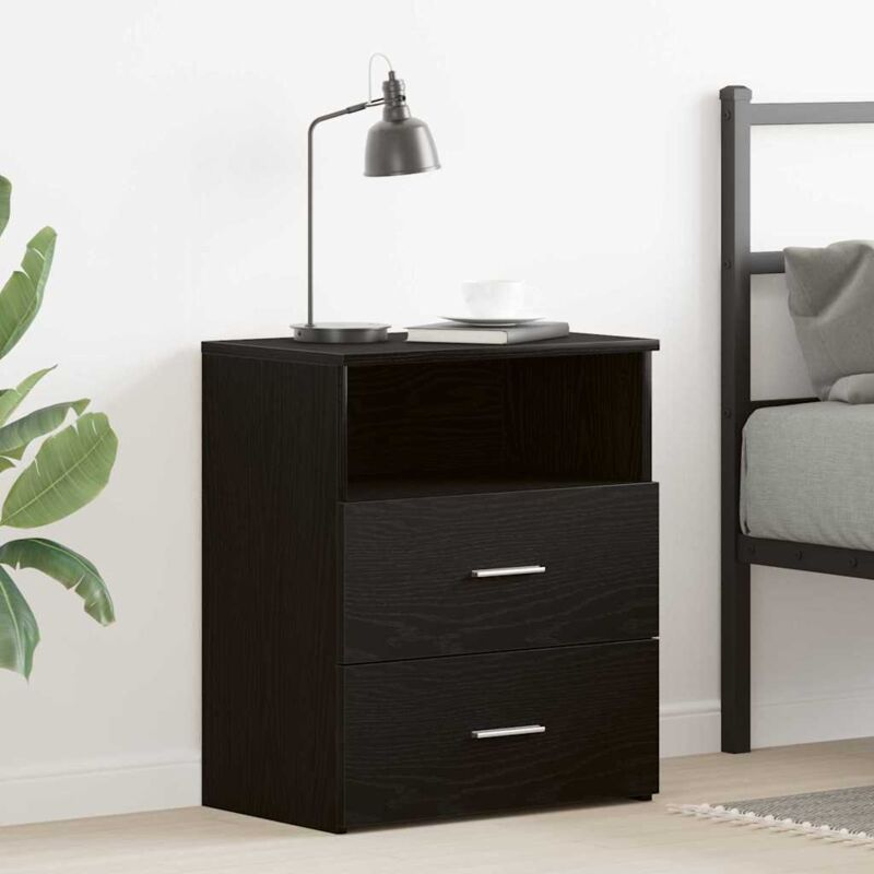Vidaxl - Black Oak Nightstand 50x32x60cm Made From Engineered Wood