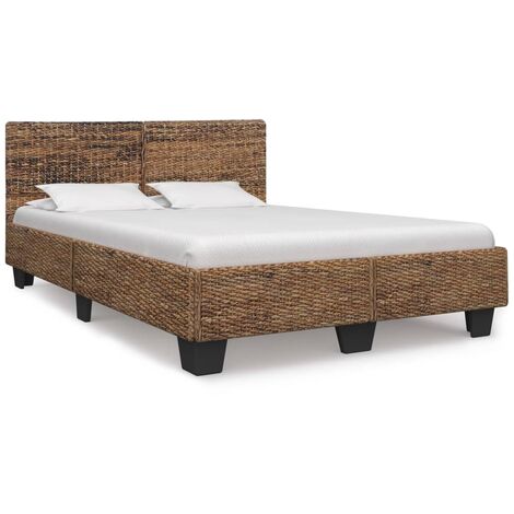 vidaXL Bed Frame Natural Rattan Home Indoor Bedroom Guest Dorm Room Sleeping Accessory Modern Furniture Solid Construction Multi Sizes