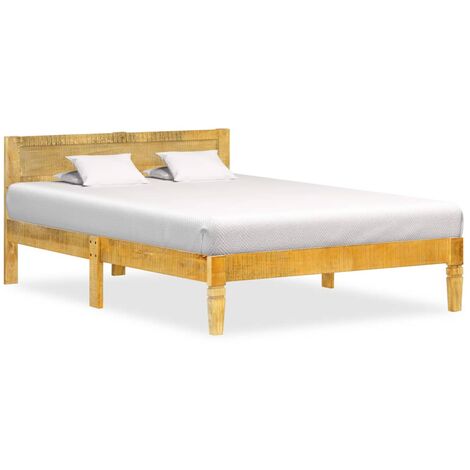 vidaXL Solid Mango Wood Bed Frame Bedroom Dorm Guest Room Furniture Wooden Bed Base Platform Bedstead for Adults Children Multi Sizes
