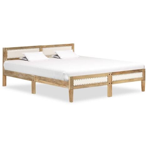 vidaXL Solid Mango Wood Bed Frame Bedroom Furniture Bed Accessory Wooden Double Person Bed Base Platform Bedstead for Adults Children Multi Sizes