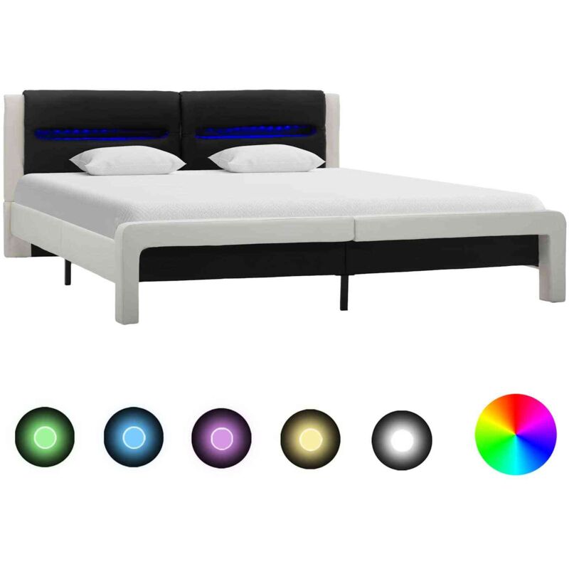 Bed Frame White and Black 120 x 200 cm Faux Leather vidaXL