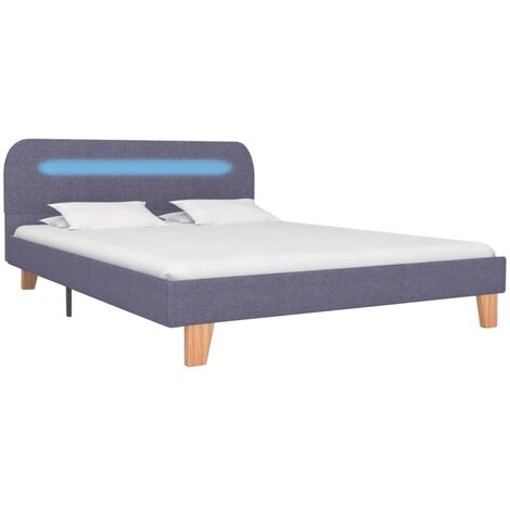 main image of "vidaXL Bed Frame with LED Light Grey Fabric 135x190 cm - Grey"