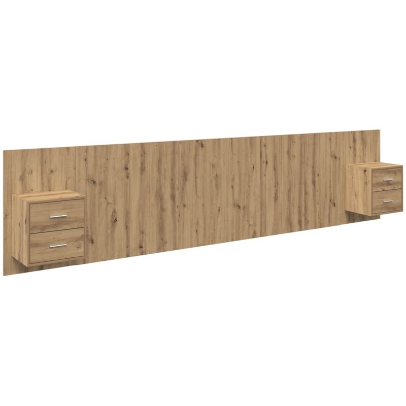 Headboard With Cabinet 3 Pcs Artisan Oak Engineered Wood Vidaxl