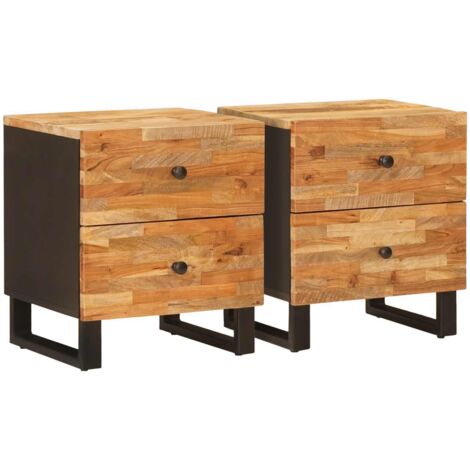 vidaXL  Bedside Cabinet  2 pcs Brown 40 x 33 x 46 cm Solid Mango Wood