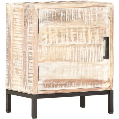 main image of "vidaXL Bedside Cabinet 40x30x50 cm Solid Acacia Wood - White"