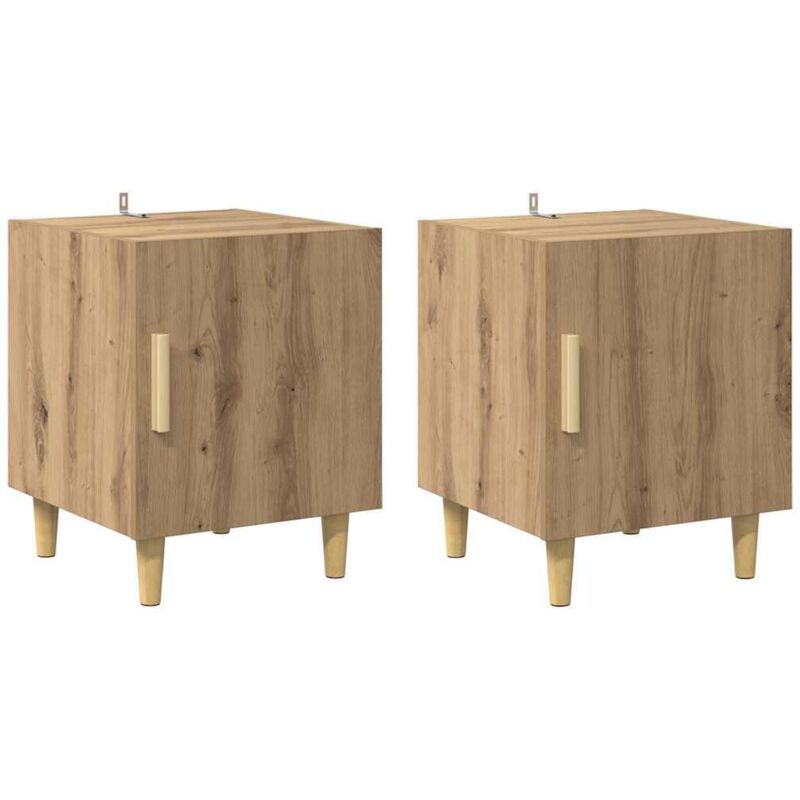 Bedside Cabinet Wall-mounted 2 Pcs Artisan Oak 40 X 40 X 50 Cm Vidaxl