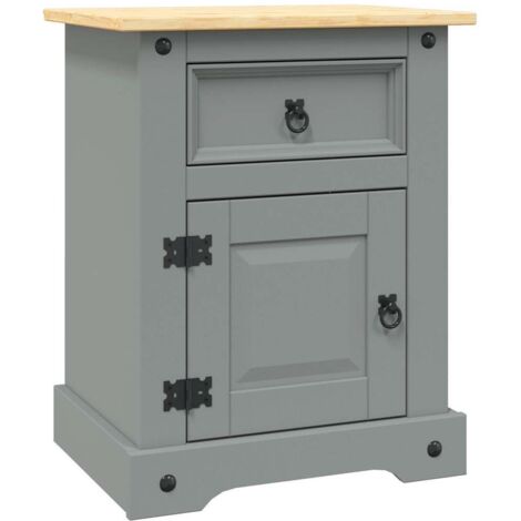 vidaXL Bedside Cabinet Mexican Pine Corona Range Grey 53x39x67 cm