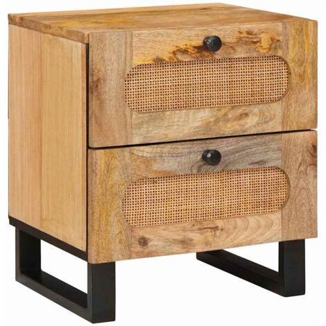 vidaXL  Bedside Cabinet  Natural 40 x 33 x 46 cm Solid Mango Wood