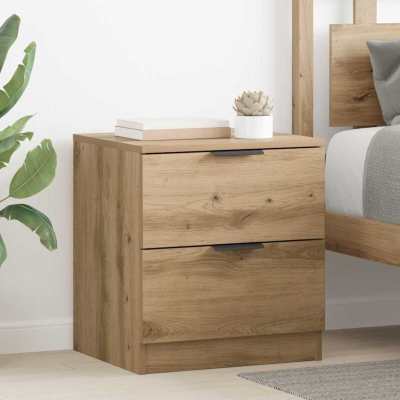 Bedside Cabinet With Drawer 2 Pcs Artisan Oak 45 X 39 X 50 Cm Vidaxl