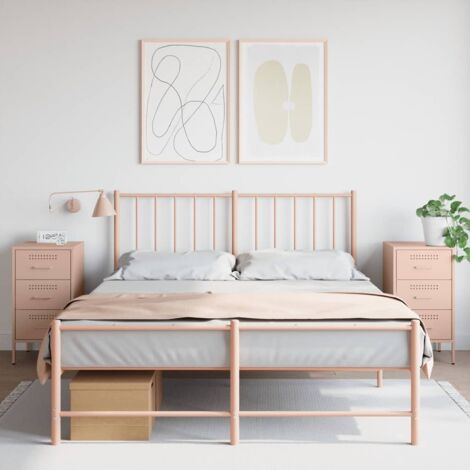 vidaXL Bedside Cabinets 2 pcs Pink 36x39x68 cm Steel