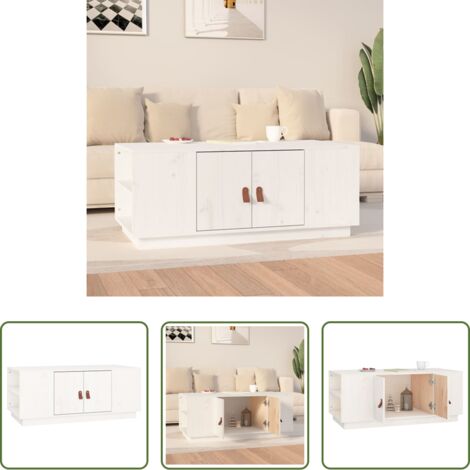 vidaXL Beistelltisch -  Couchtisch Weiß 100x50x41 cm Massivholz Kiefer