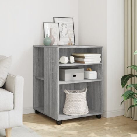 vidaXL Beistelltisch mit Rollen Sonoma Grau Holzwerkstoff