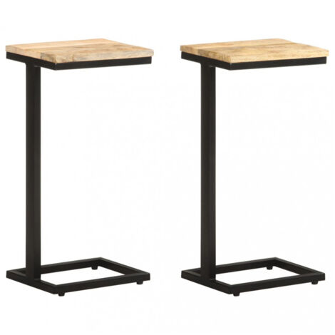 vidaXL Beistelltische 2 Stk. 31,5x24,5x64,5 cm Rohes Mangoholz