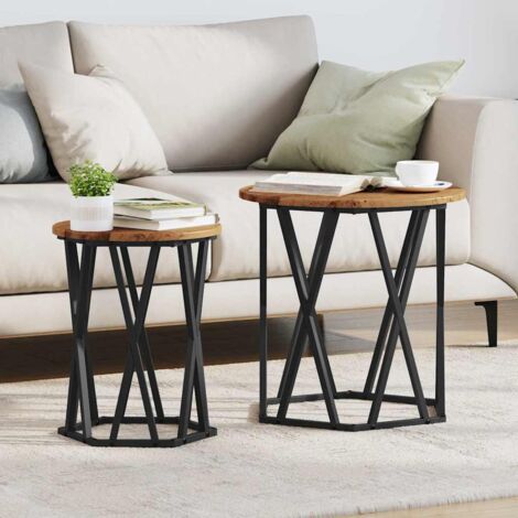 vidaXL Beistelltische 2er Set aus altem Holzmaterial