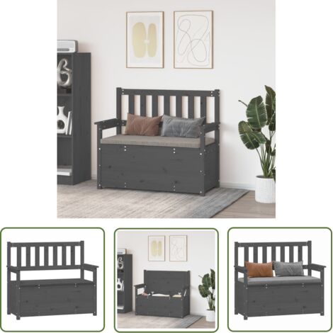 vidaXL Bench Grey 112,5x51,5x96,5 cm Solid Wood Pine