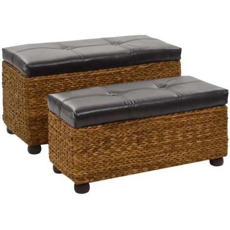 vidaXL Bench Set 2 Pieces Seagrass Brown