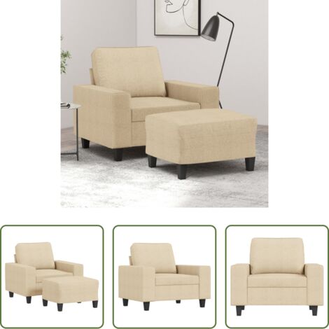 vidaXL Bequeme Sitzgelegenheit -  Sessel mit Hocker Creme 60 cm Stoff