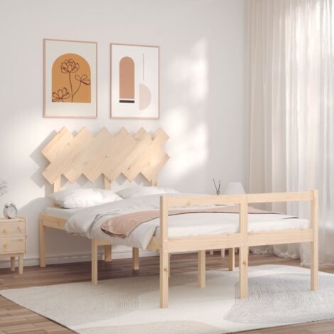 vidaXL Bett für ältere Menschen mit Kopfteil aus massivem Holz