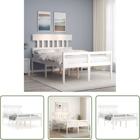 vidaXL Bett für Senioren mit Kopfteil 140x200 cm Massivholz
