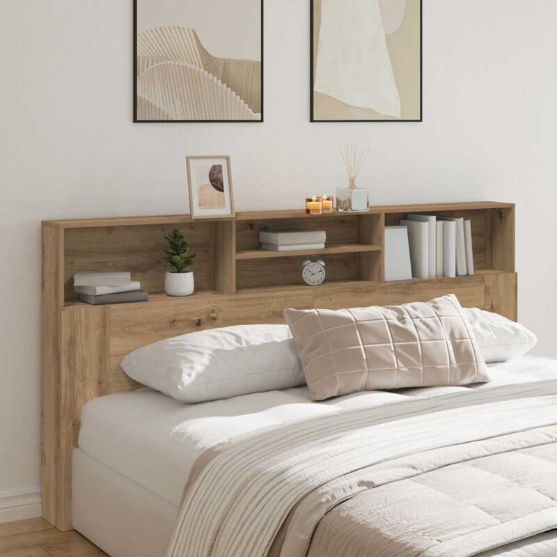 Bett-kopfteil Mit Ablagen Artisan-eiche 200x19x103, 5 Cm Vidaxl