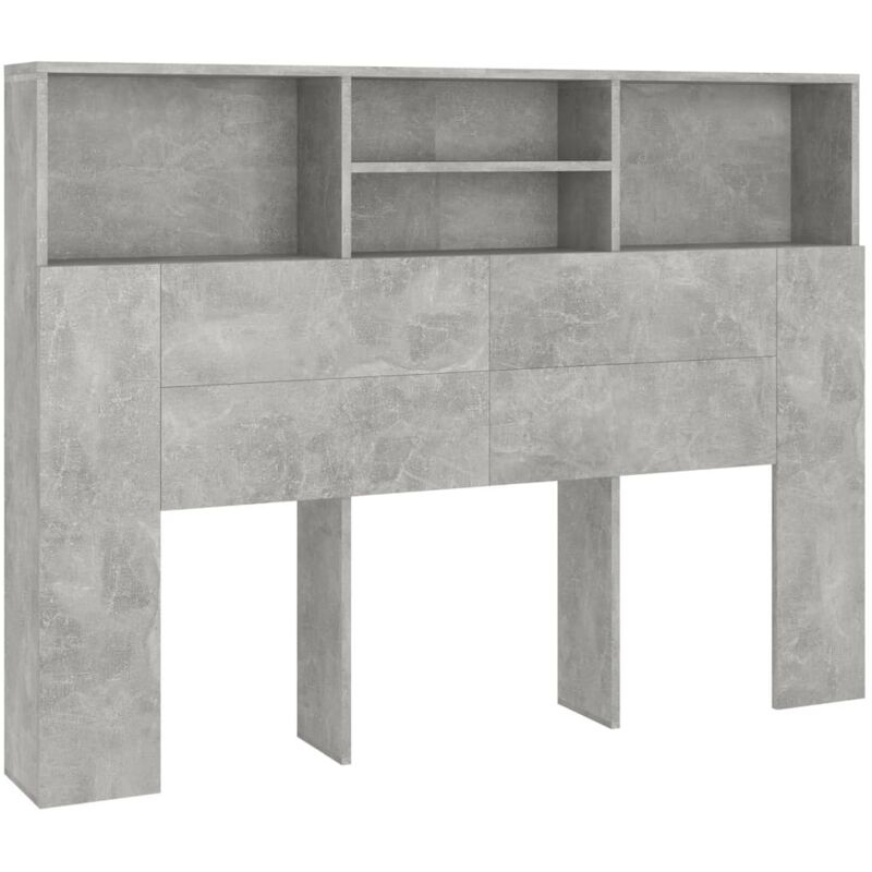Vidaxl Grau Kopfteil Mit Ablagen Beton 140X19x103,5 Cm